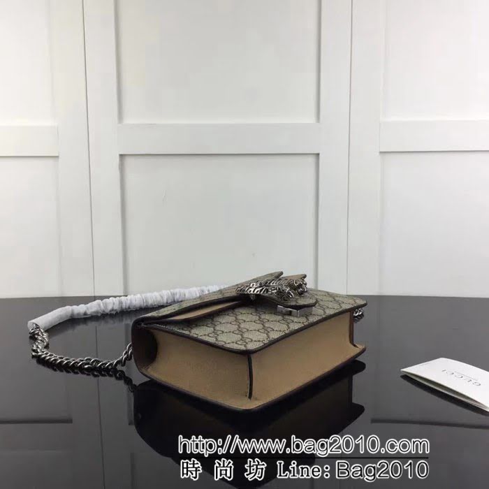 GUCCI古馳原單 新款專櫃品質 原單貨 實物實拍 421970 啡pvc配卡其 鏈條單肩斜挎包 HY1011